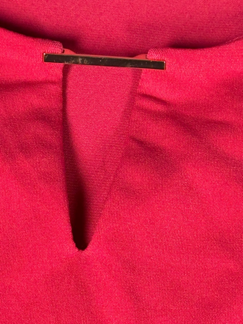 Susan Graver 1X Plus Hot Pink Magenta V-Neck Bar Detail S/S Tunic Top Shirt - Picture 6 of 7